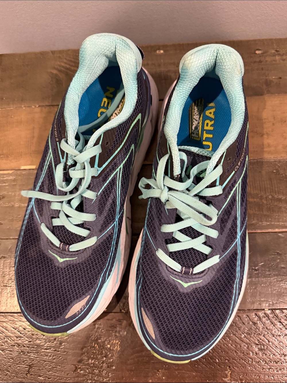 Hoka One One Women's Navy and Light Teal Running Shoes